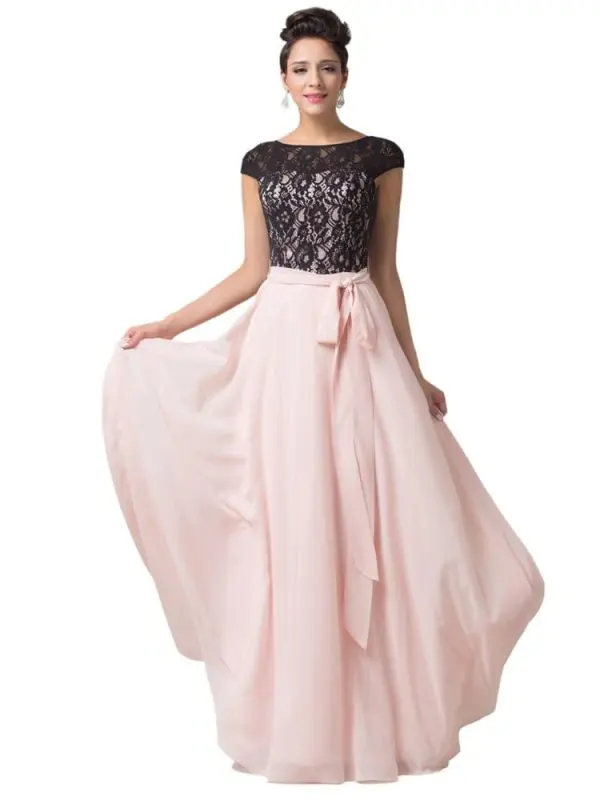 Elegant Lace Chiffon Mother Of The Bride Long Evening Dress
