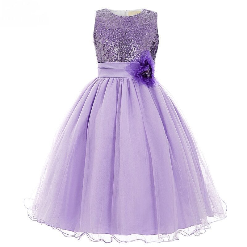 Sleeveless Satin Tulle Princess Flower Girl Dress | Uniqistic.com