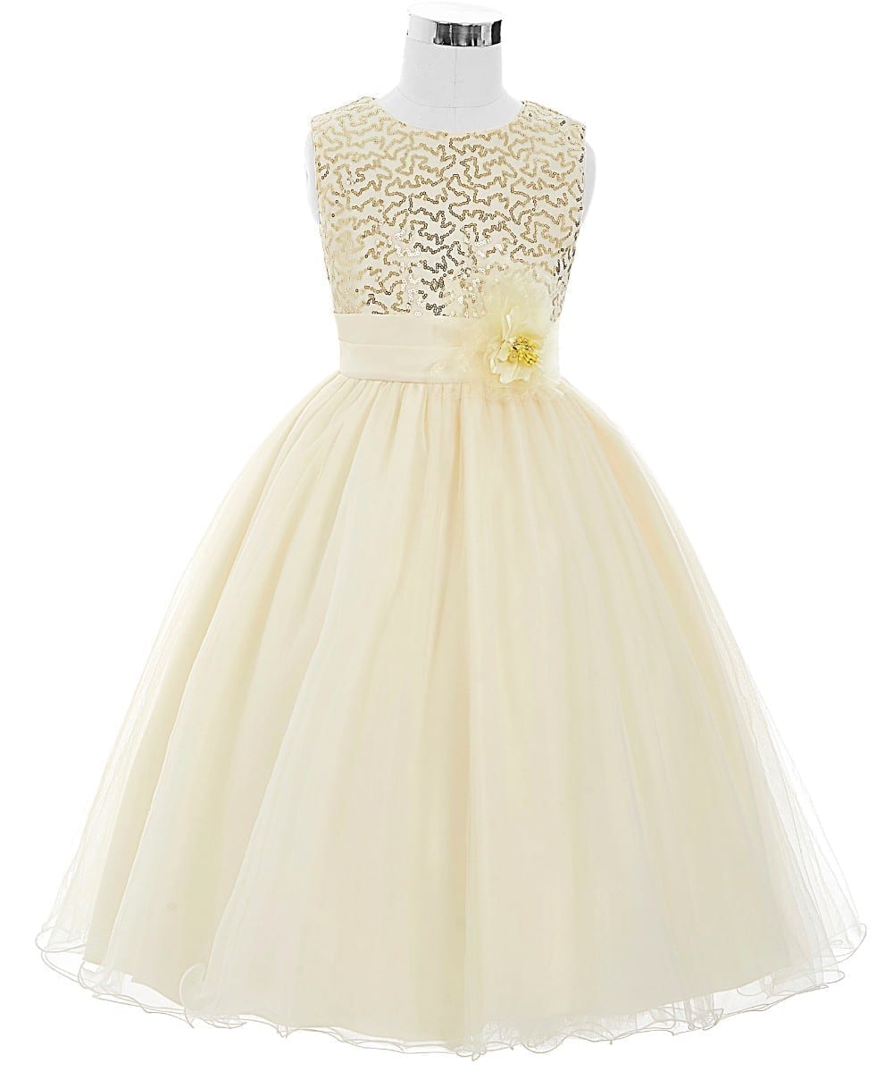Sleeveless Satin Tulle Princess Flower Girl Dress | Uniqistic.com