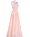 Elegant Pink Long Chiffon Beach Bridesmaid Dress - Uniqistic.com