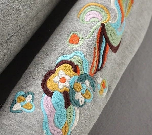 Embroidery Long Sleeve Loose Sweatshirt Dress