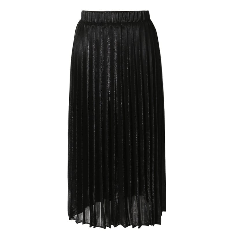 Green Gold Black Silver Sequined Pleated High Waist Midi Skirt ...