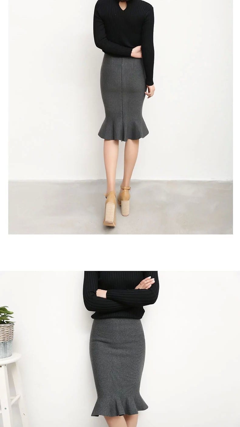 Elegant Knit Fishtail Skirt