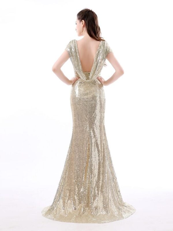 Champagne Sequin Long Bridesmaid Dress in Bridesmaid dresses
