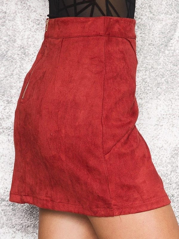 Vintage Retro High Waist Patchwork Suede Mini Skirt