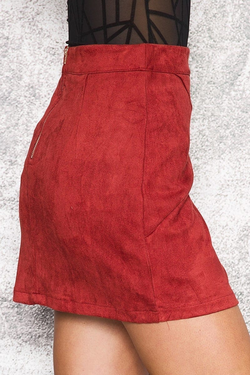 Vintage Retro High Waist Patchwork Suede Mini Skirt - Uniqistic.com