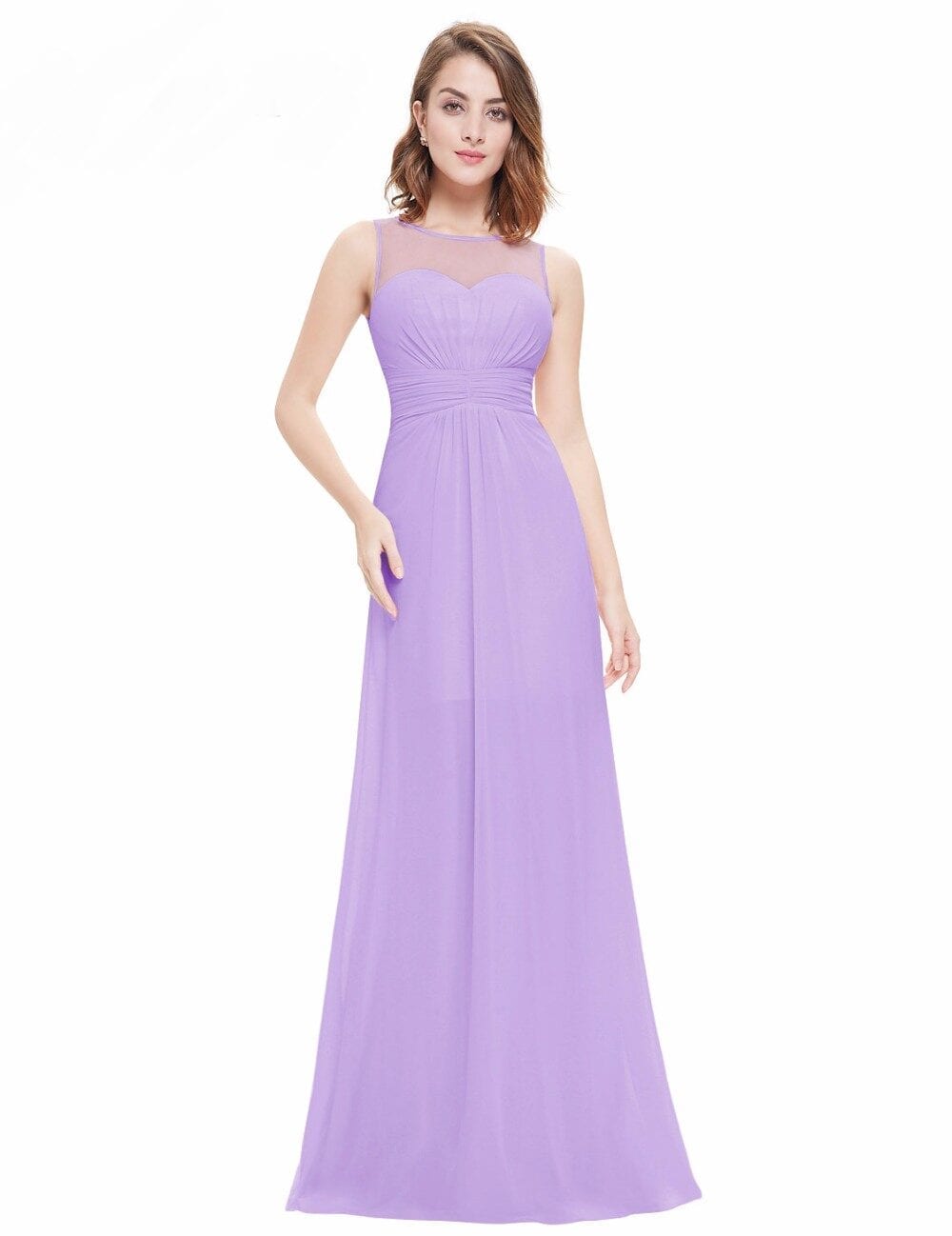 Elegant Sleeveless Long Chiffon A-line Bridesmaid Dress