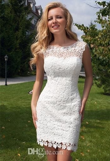 Short Lace Summer Wedding Dress With Attchable Skirt