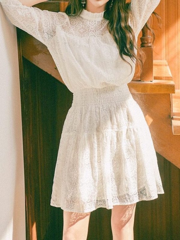 Elegant Black Milk White Summer Lace Mini Dress
