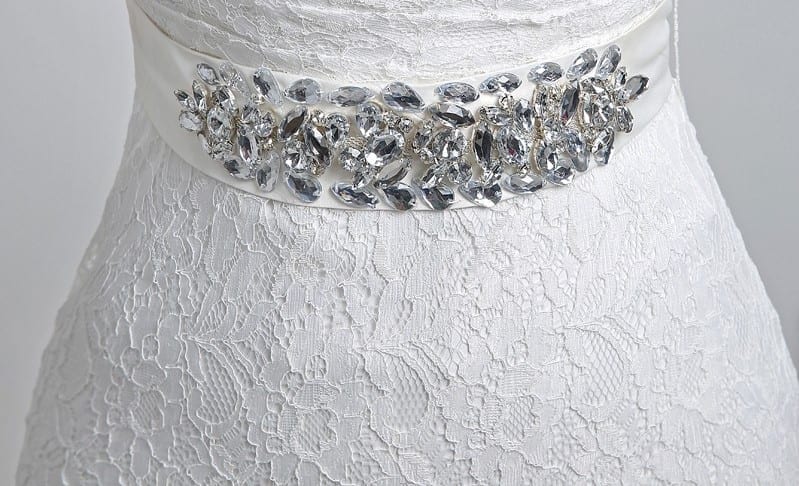 Lace Appliques Bow Ribbons Mermaid Wedding Dress