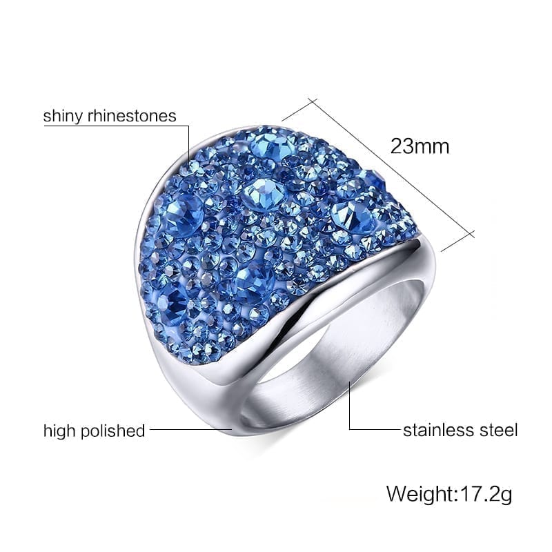 Crystal Rhinestone Stainless Steel Wedding Rings For Women