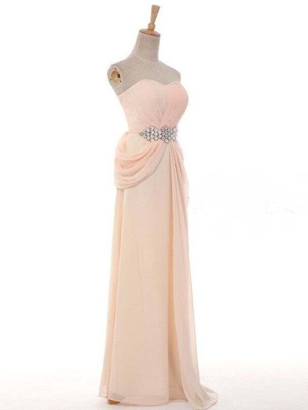 Strapless A-line Beading Crystal Long Evening Dress