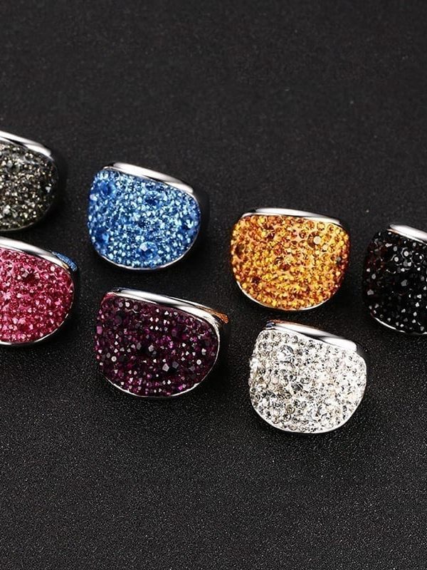 Crystal Rhinestone Stainless Steel Wedding Rings For Women in Rings