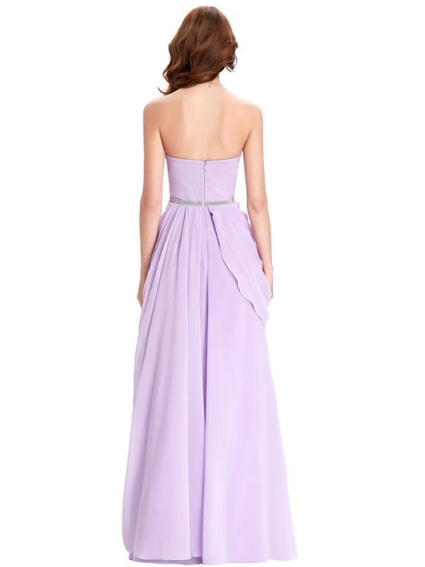 Purple Lavender Long Chiffon Floor Length Bridesmaid Dress
