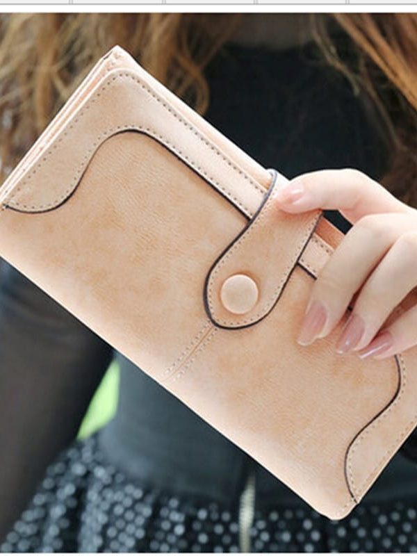 Retro Matte Stitching Long Purse Clutch Wallet Handbag