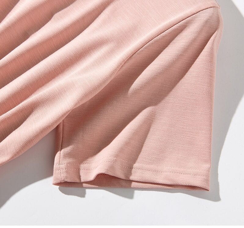 Pink Slit O-neck Short Sleeve Loose Ankle-length T-shirt Dress