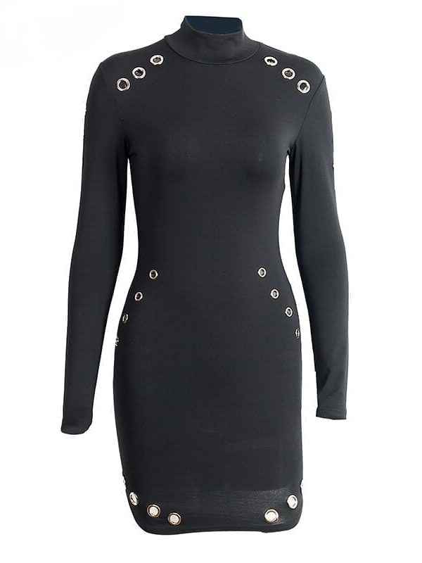 Elegant Black Long Sleeve Short Bodycon Dress