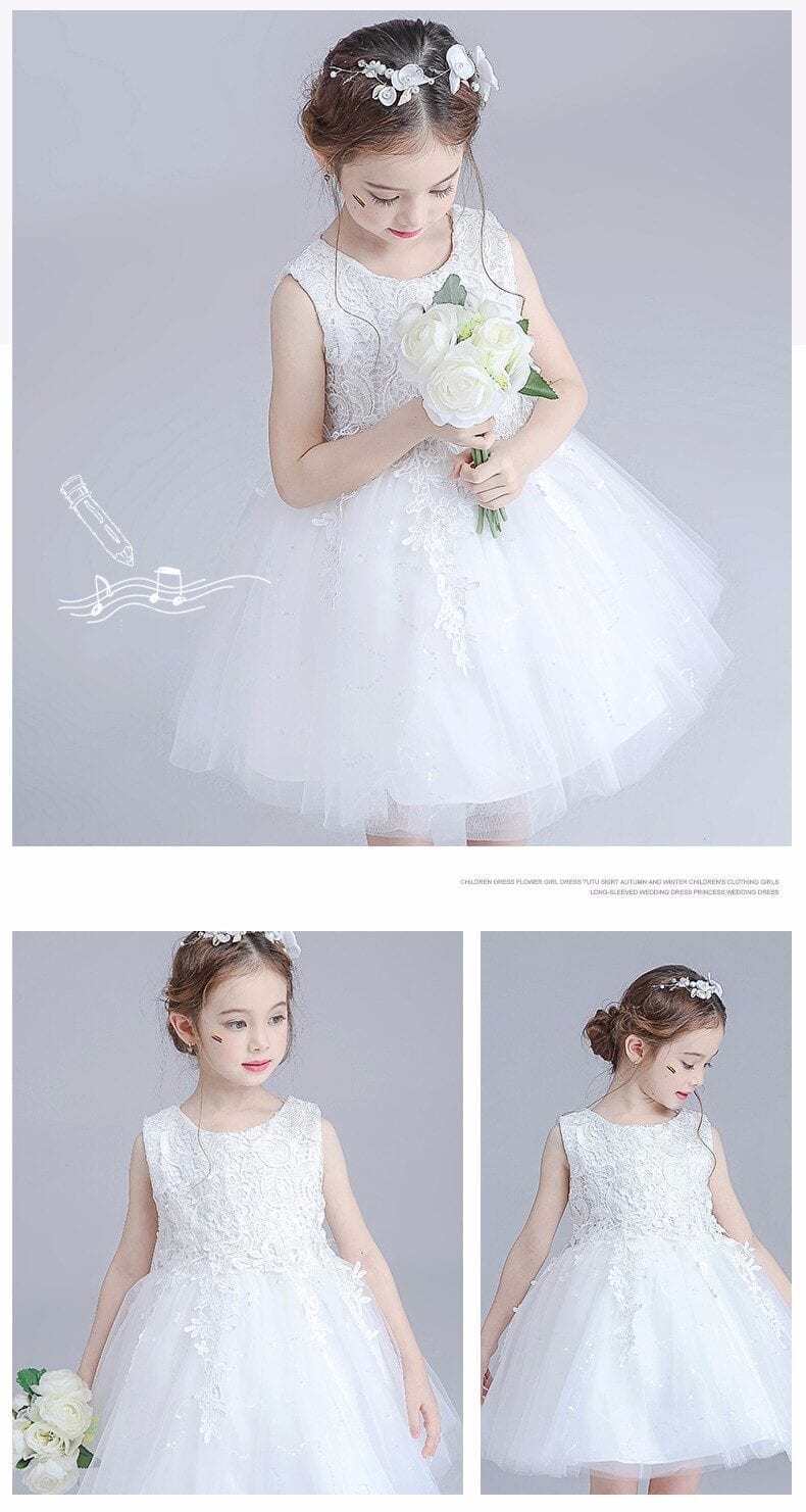 Ivory Tulle Lace Flower Girl Dress