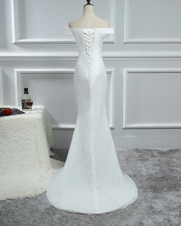 Elegant White Ivory Lace Mermaid Wedding Dress
