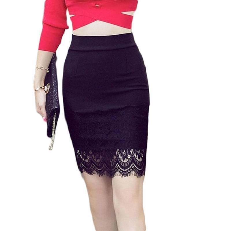 Elegant Black Lace Pencil Mini Skirt | Uniqistic.com