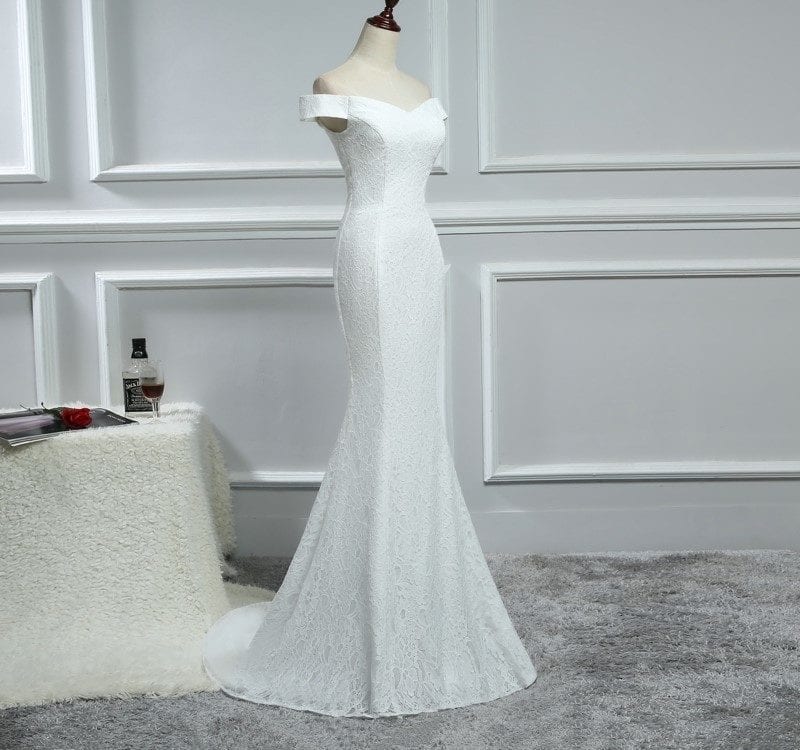 Elegant White Ivory Lace Mermaid Wedding Dress