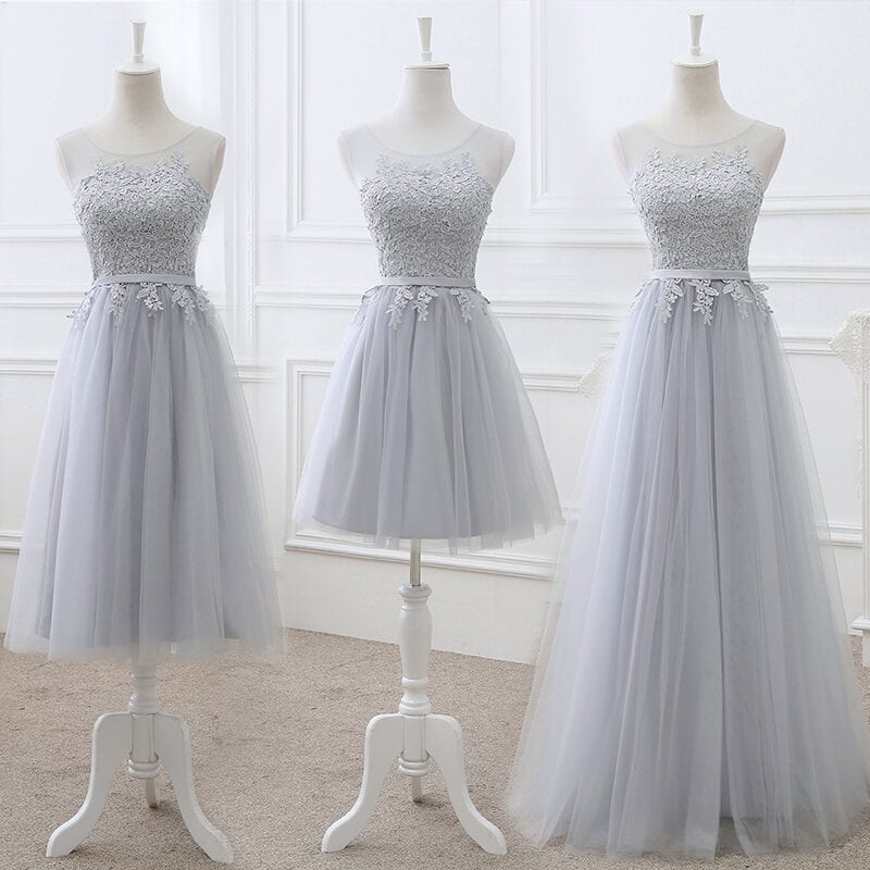 Elegant A-line Lace Tulle Bridesmaid Dress