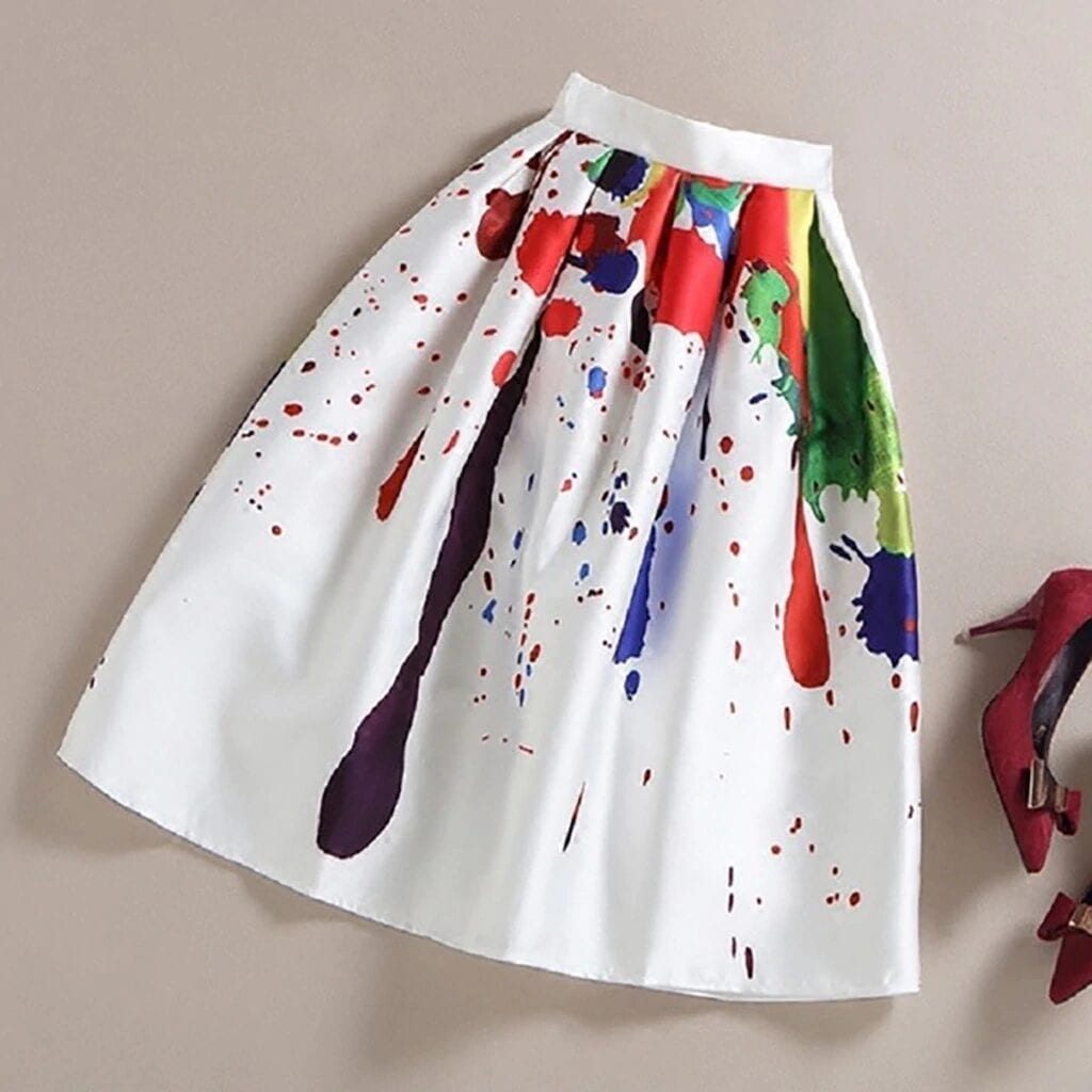Graffiti Print High Waist Midi Skirt