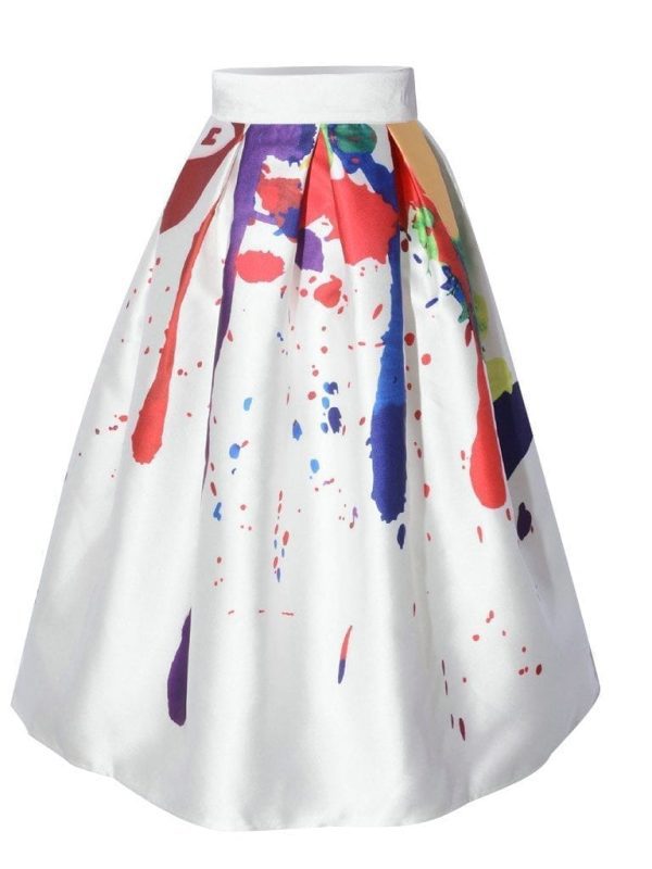 Graffiti Print High Waist Midi Skirt