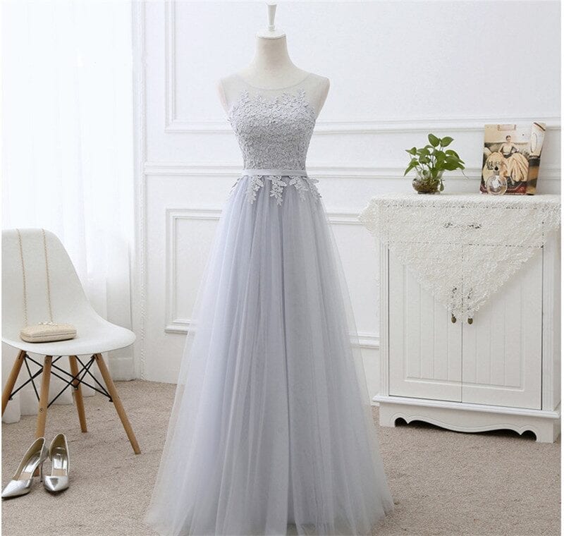 Elegant A-line Lace Tulle Bridesmaid Dress