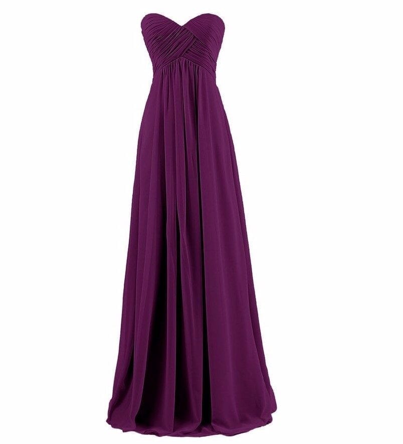 Elegant Chiffon Pleat Long Bridesmaid Dress | Uniqistic.com