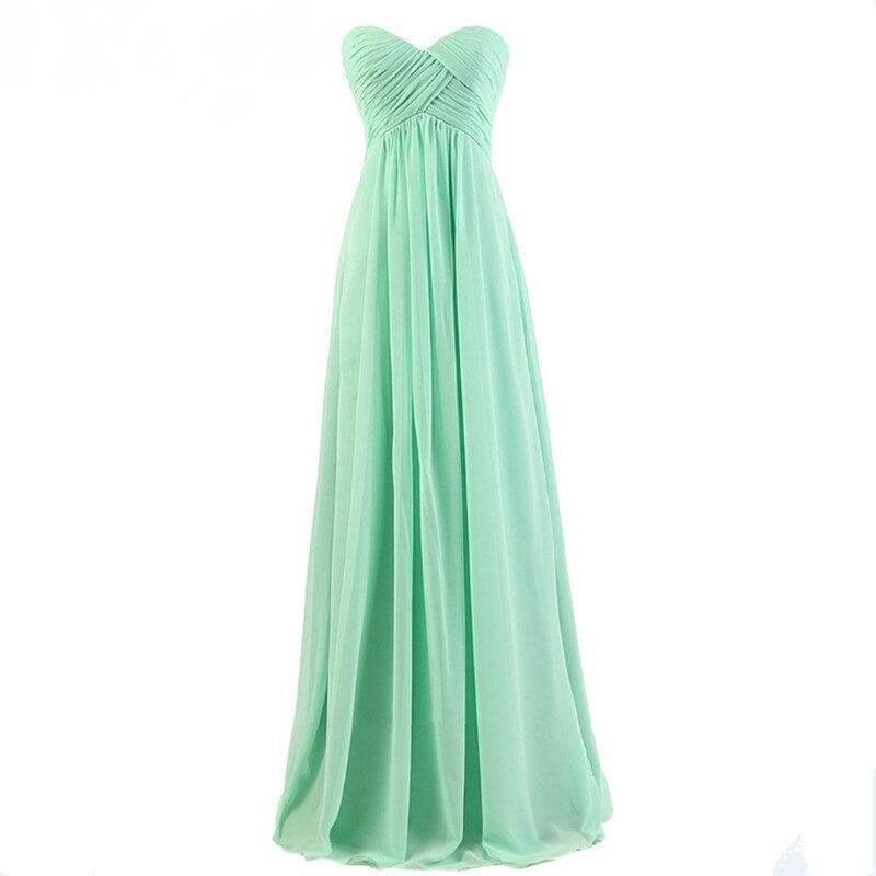 Elegant Chiffon Pleat Long Bridesmaid Dress | Uniqistic.com