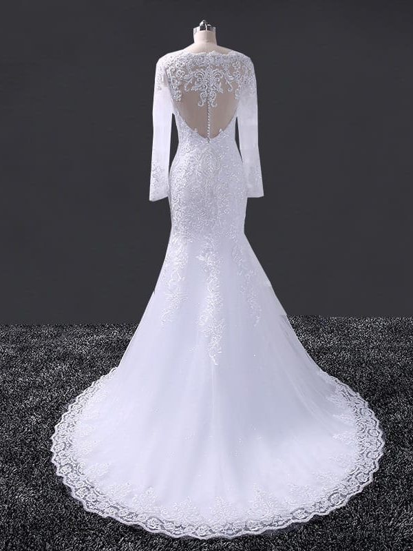Elegant Lace Long Sleeve Mermaid Wedding Dress