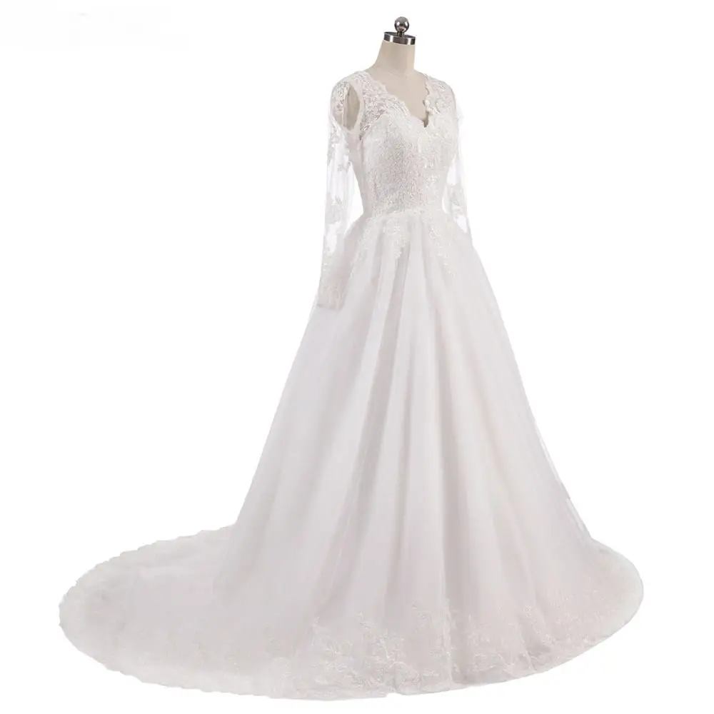 Vintage Long Sleeves Lace Elegant Wedding Dress