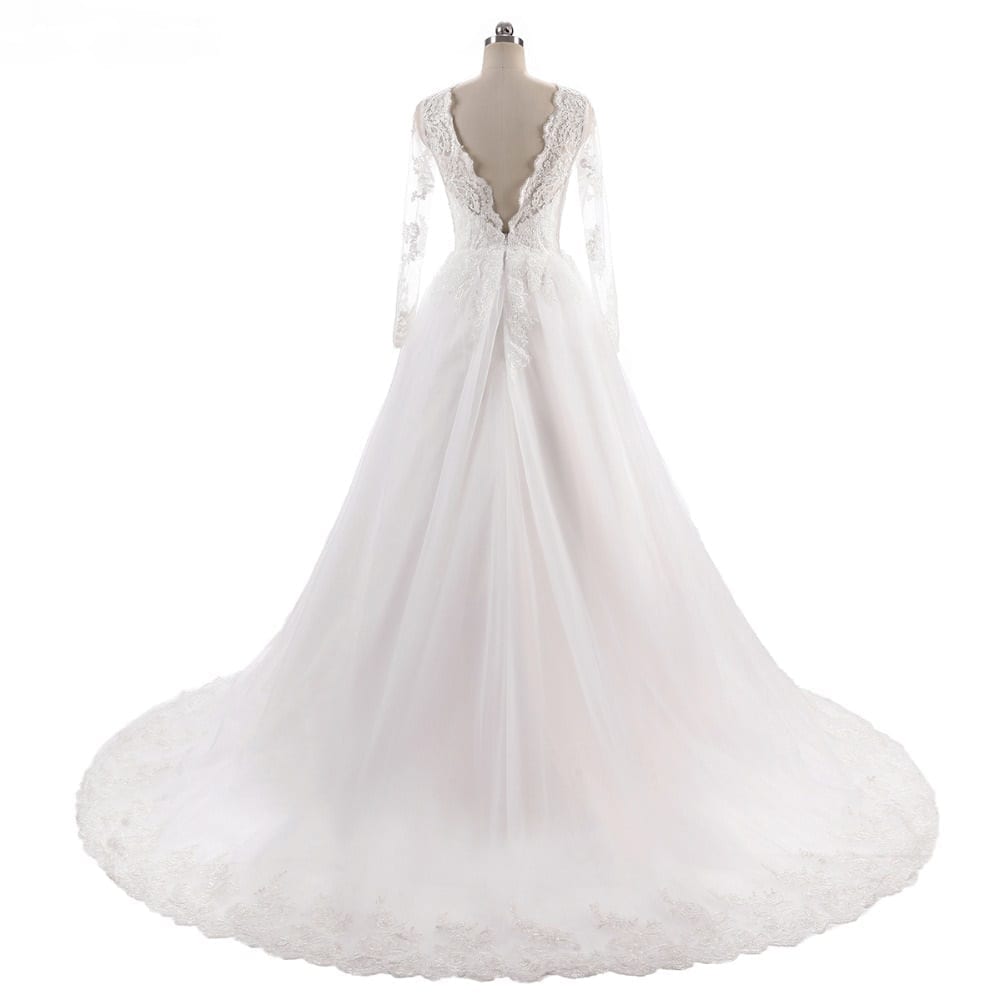 Vintage Long Sleeves Lace Elegant Wedding Dress