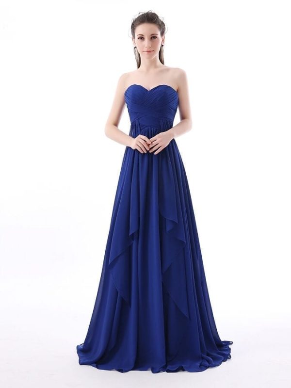 Royal Blue Chiffon Long Bridesmaid Dress