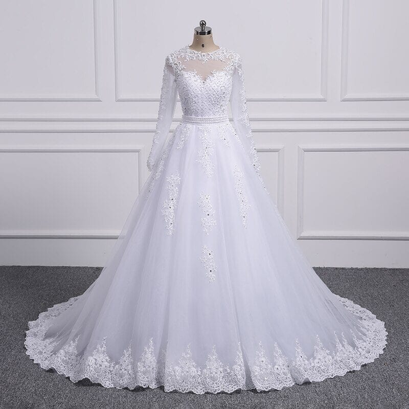 Two Pieces Lace A-Line Wedding Dresses With Detachable Train ...
