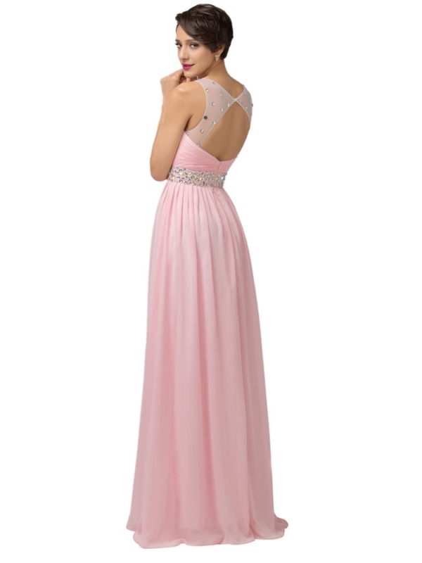Pink Long Backless Bridesmaid Dress in Bridesmaid dresses