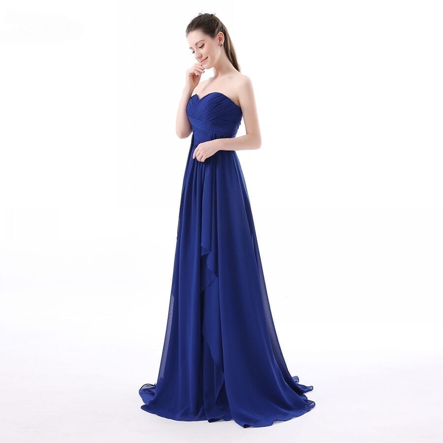 Royal Blue Chiffon Long Bridesmaid Dress