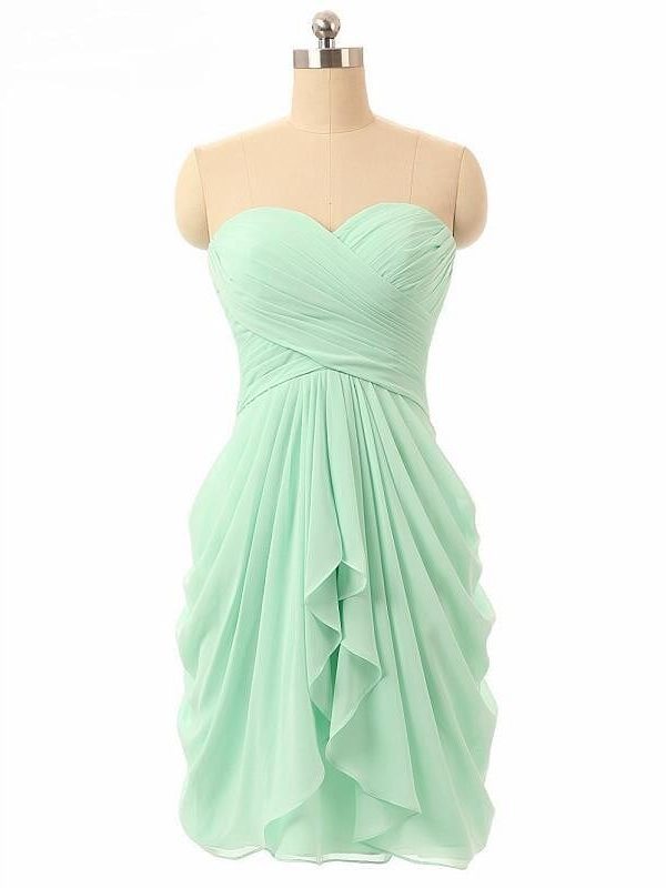 Sweetheart Chiffon Beach Mint Green Bridesmaid Dress