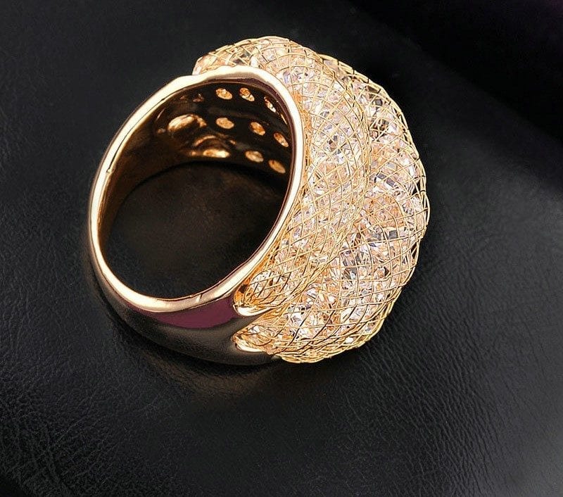 Rose Mesh Zircon Jewelry Statement Ring