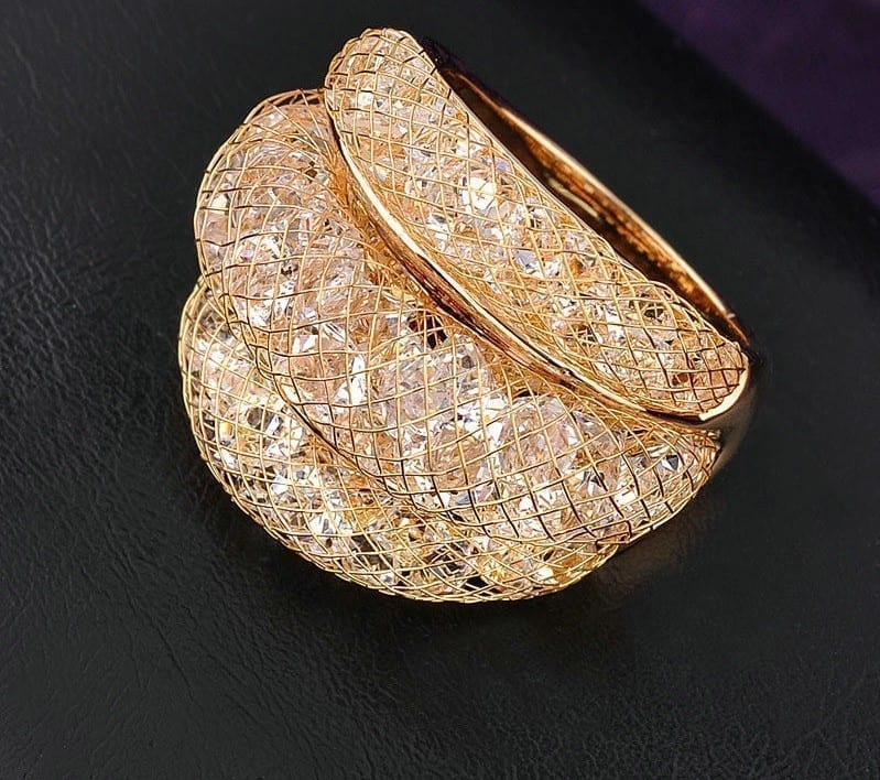 Rose Mesh Zircon Jewelry Statement Ring