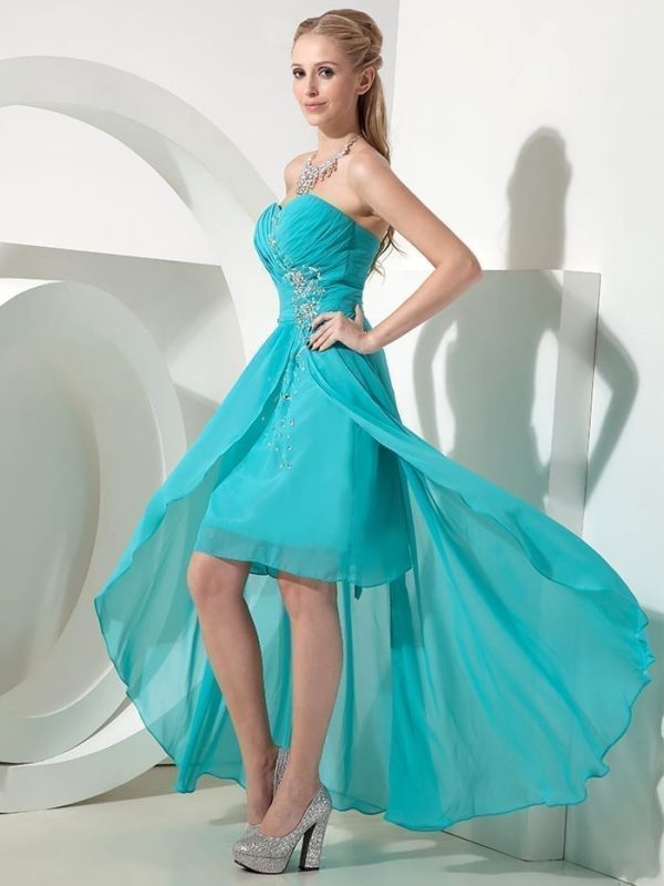 Sweetheart Turquoise Short Front Long Back Beach Country Bridesmaid ...