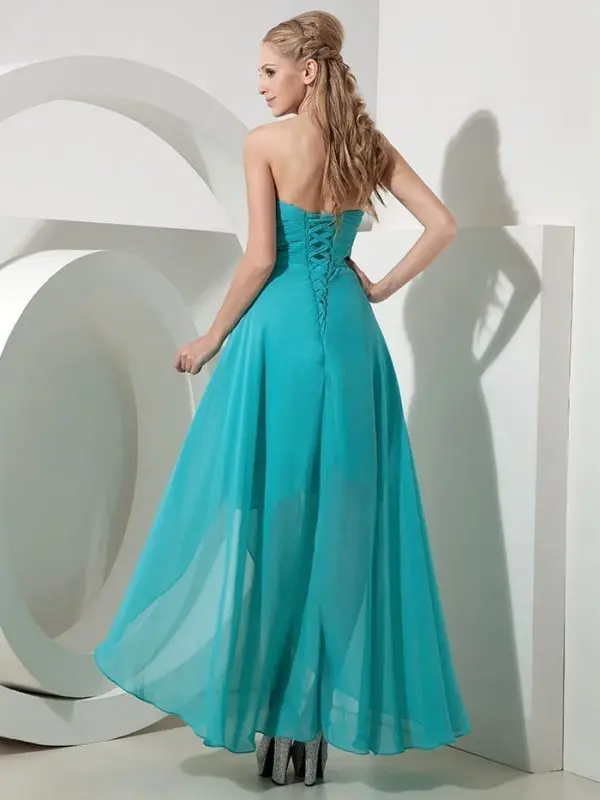 Sweetheart Turquoise Short Front Long Back Beach Country Bridesmaid Dress in Bridesmaid dresses