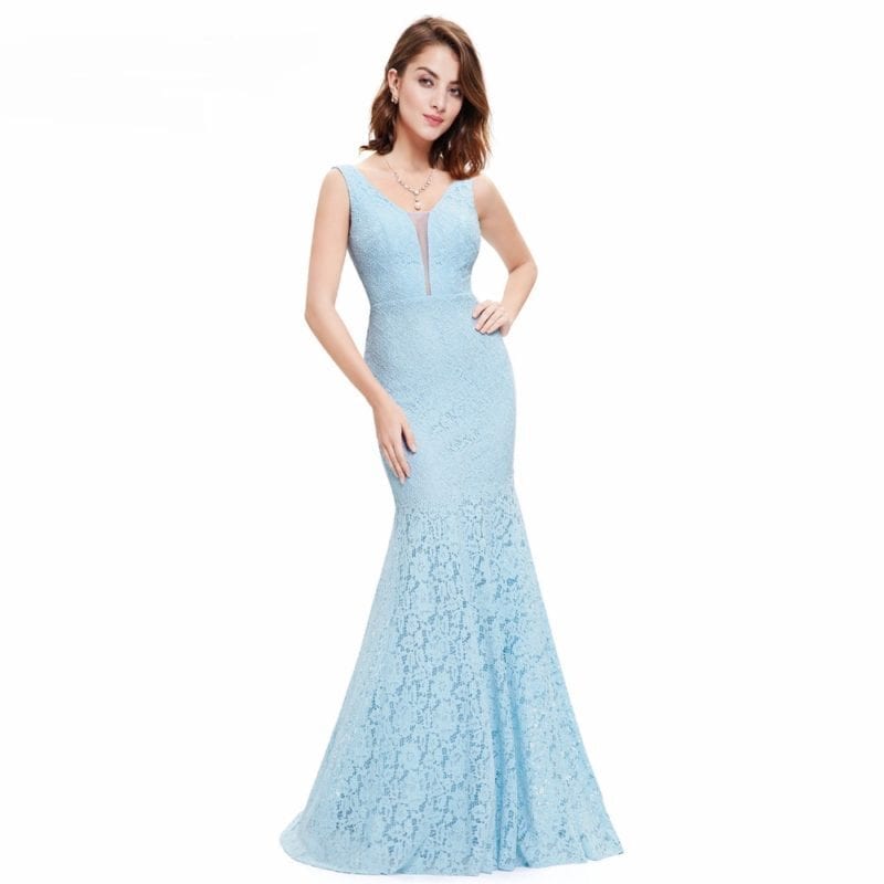 V-neck Elegant Lace Mermaid Prom Dress
