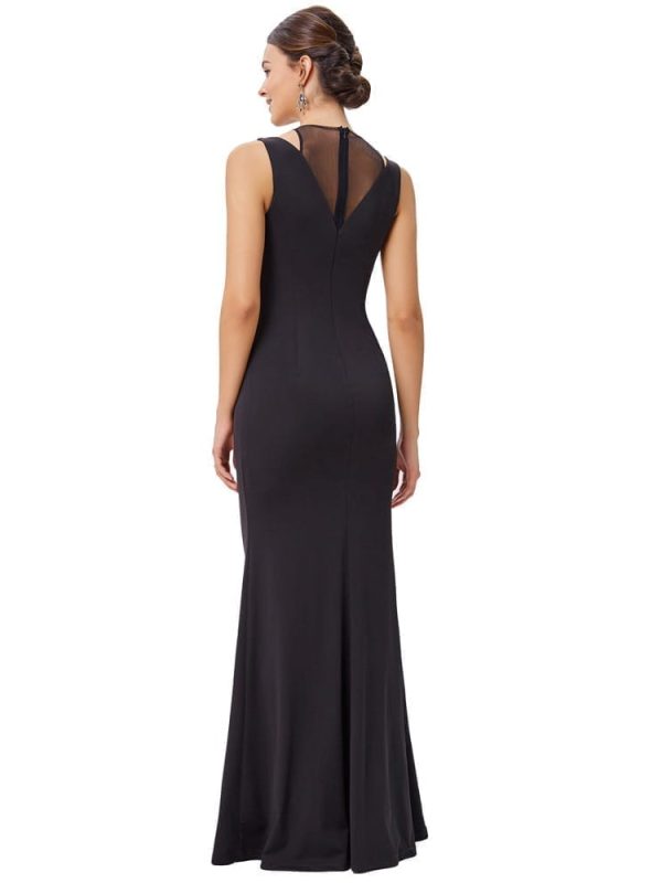 High Neck Black Long Evening Formal Prom Gown
