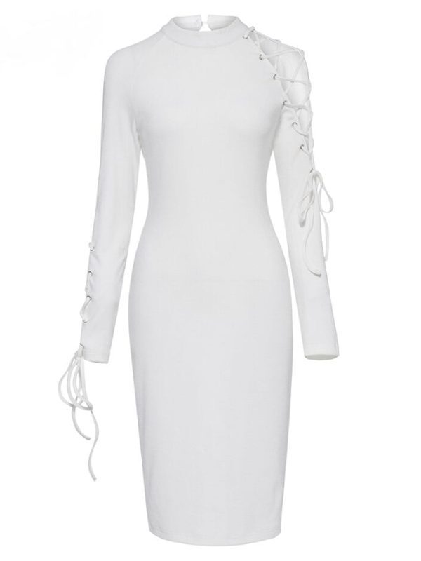 Gothic Bodycon Bandage White Hollow Out Dress