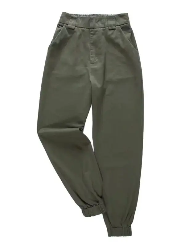 High Waist Green Black Khaki Ankle Length Pants