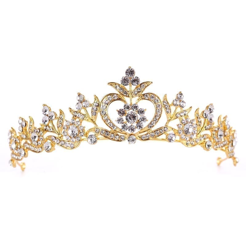 Vintage Silver Gold Crystal Tiara Princess Crown Wedding Hair Jewelry ...
