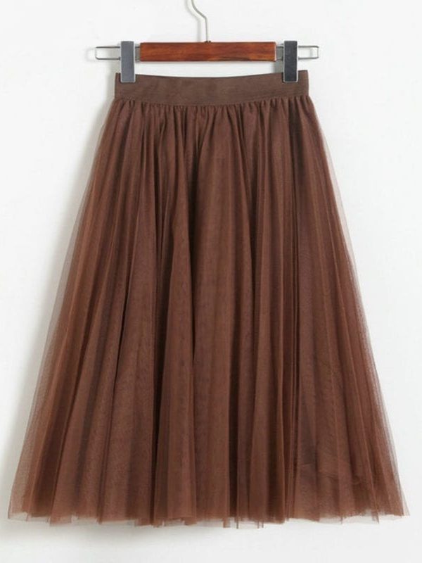 High Waist Knee Length Tulle Skirt