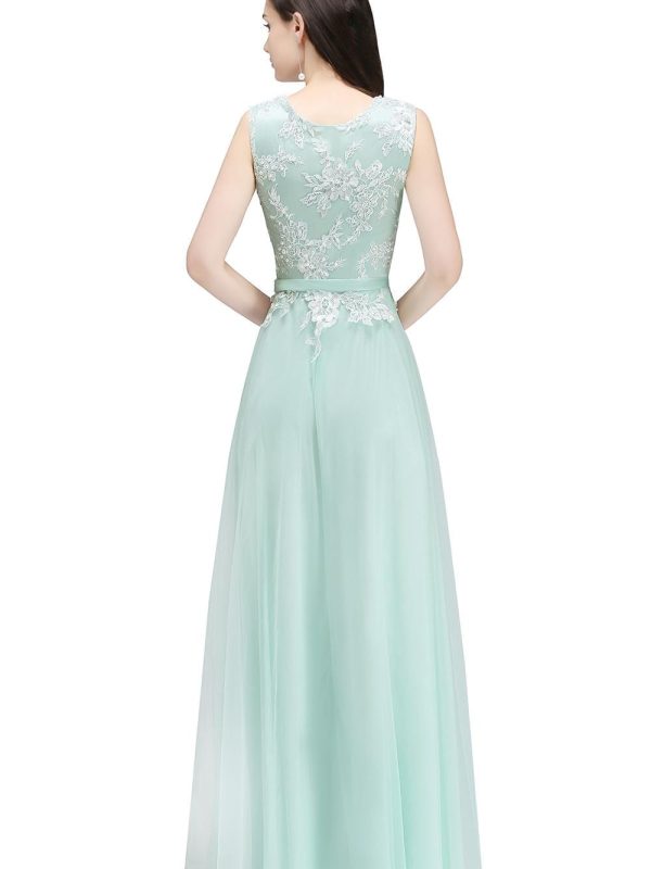 Elegant Mint Green Pink Burgundy Tulle A-line Bridesmaid Dress
